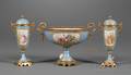 Assembled Three Piece Sevresstyle Porcelain Garniture