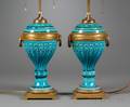 Pair of Sevresstyle Porcelain Bronze Mounted Lamp Bases