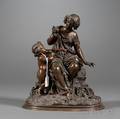 Classical Bronze Model of a Young Lady with Pan at Her Side