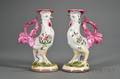 Pair French Faience Roosterform Candlesticks