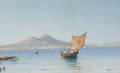 Maria Gianni Italian 19th20th Century Coastal View with Mt Vesuvius in the Distance