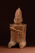 PreColumbian Painted Pottery Warrior Figure