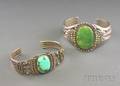 Two Southwest Silver and Turquoise Bracelets