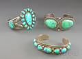 Three Southwest Silver and Turquoise Bracelets