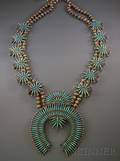 Southwest Silver and Turquoise Squash Blossom Necklace