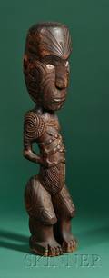 Maori Carved Wood Male Figure