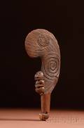 Maori Carved Wood Billhook Hand Club