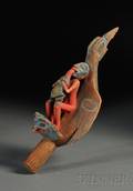 Northwest Coast Carved and Painted Wood Raven Rattle