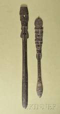 Two Melanesian Carved Wood Lime Spatulas
