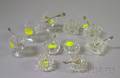 Ten Glass Salts and Six Sterling Salt Spoons