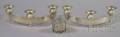 Pair of Silver Plated Threelight Candlesticks and Mexican Sterling Bracelet