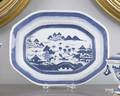 Chinese export blue and white porcelain octagonal platter 19th c