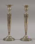 Pair of Mathews Co Sterling Silver Tall Weighted Candlesticks