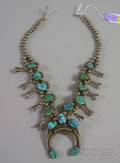 Silver and Turquoise Squash Blossom Necklace