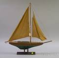 Folk Carved and Painted Wooden Pond Sailboat