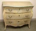Italian Provincial Rococostyle Paint Decorated ThreeDrawer Bombe Chest