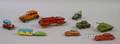 Nine Assorted Small Painted Metal Toy Cars and Military Vehicles