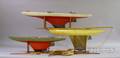 Three Painted Wooden Pond Sail Boat Hulls