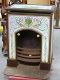 Pascall Atkey  Son Brass Iron and Handpainted Venetianstyle Decorated Ceramic Tile Paneled Ships Stove