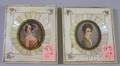 Pair of Framed Miniature Handpainted Portraits of a Gentleman and Young Woman on Ivory