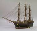 Folk Carved and Painted Wooden ThreeMasted Sailing Ship Model