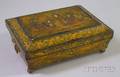 Chinese Export Gilt and Enamel Decorated Black Lacquered Sewing Box
