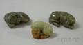 Two Chinese Carved Jade Dog Figures and a Kylin Figure