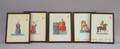 Set of Five Framed Italian Handcolored Prints Depicting 19th Century Papal City Figures