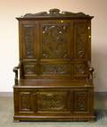 Continental Carved Beechwood Hall Bench with Lift Seat
