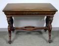 Late Victorian Carved Mahogany Griffinbase Library Table with Drawer