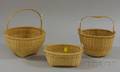 Three Small Contemporary Woven Splint Nantucketstyle Open Baskets