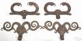 Two pairs of Pennsylvania Moravian wrought iron rams horn hinges late 18th c