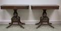 Pair of Classical Carved Mahogany and Mahogany Veneer Pedestalbase Card Tables
