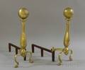 Pair of Sheffield Mfg Co Brass Balltop Andirons