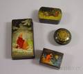 Four Small Russian Lacquer Boxes