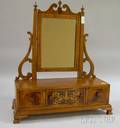 Inlaid Mahogany Dressing Mirror on Cabinet with Three Drawers