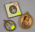 Three Assorted Framed Miniature Painted Portraits