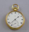 Swiss 18kt Gold Openface Pocket Watch Ed Koehn Geneva