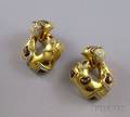Pair of 18kt Gold Gemset Earrings