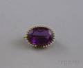 14kt Gold Amethyst and Seed Pearl Brooch
