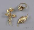 Three Gold and Seed Pearl Jewelry Items
