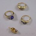 Three 14kt Gold Diamond and Gemstone Rings