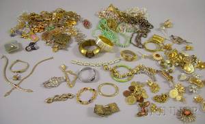 Large Group of Costume Brooches Necklaces and Bracelets