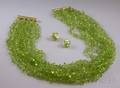 Peridot Multistrand Necklace and Earclips