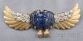Interesting Carved Sapphire Bat Brooch