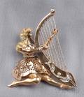 18kt Tricolor Gold and Diamond Harpist Brooch