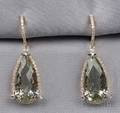 Green Amethyst and Diamond Earpendants