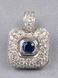 18kt White Gold Sapphire and Diamond Pendant Leo Pizzo