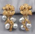 14kt Gold and Baroque Pearl Earpendants