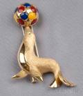 18kt Gold Circus Seal Brooch Chaumet Paris